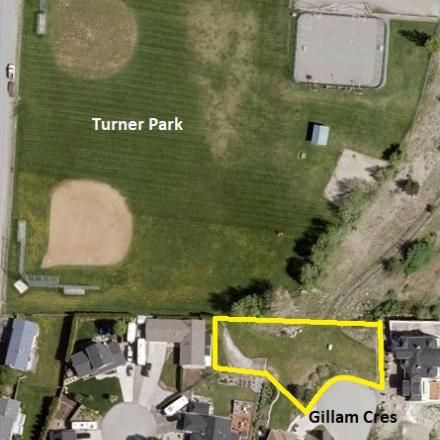 Gillam Crescent Park area map. The park is highlighted in yellow.