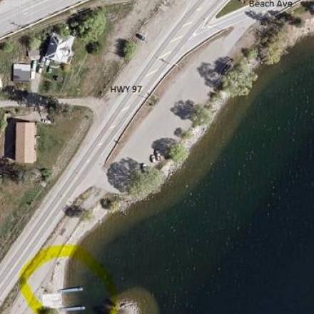 Area map of Princeton Avenue boat launch area. The Boat launch location is highlighted in yellow.