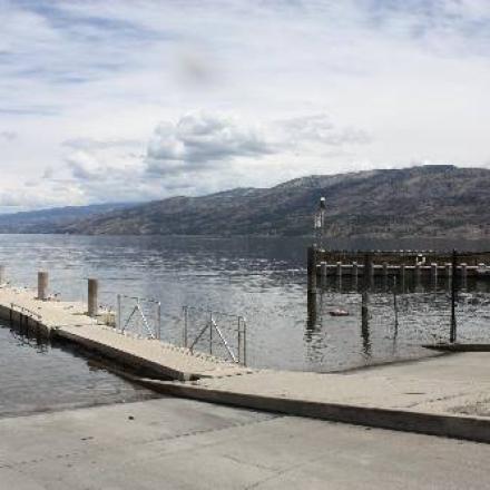 Boat launch dock. The sky is cloudy in the background.