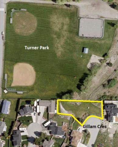 Gillam Crescent Park area map. The park is highlighted in yellow.