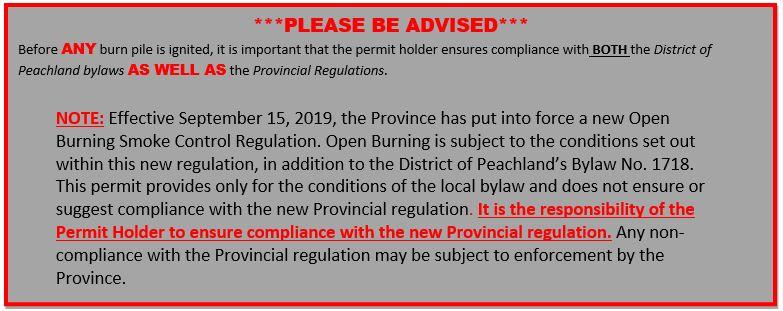 Burning permit warning.