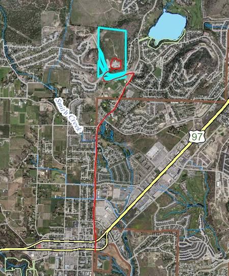 Aerial view map for West Kelowna's landfill area.